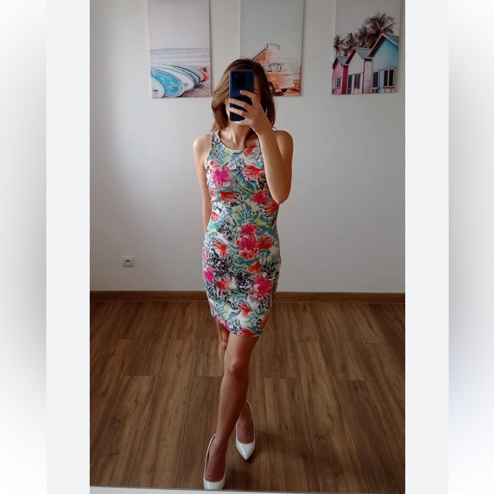 Guess tropical body-con dress